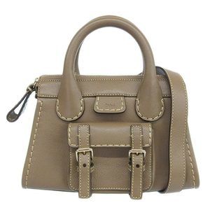 Chloe Edith Mini Handbag Leather Greige